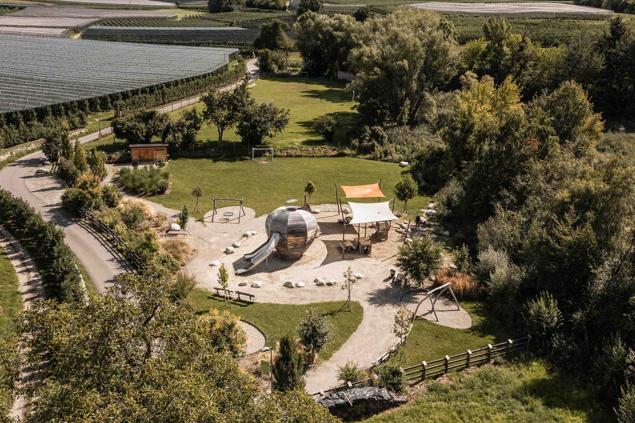 Aerial view of the Sonnenhof playground and sports field
